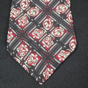 SWING Tie Men's Black Red White Gray 100% Silk Geometric Pattern